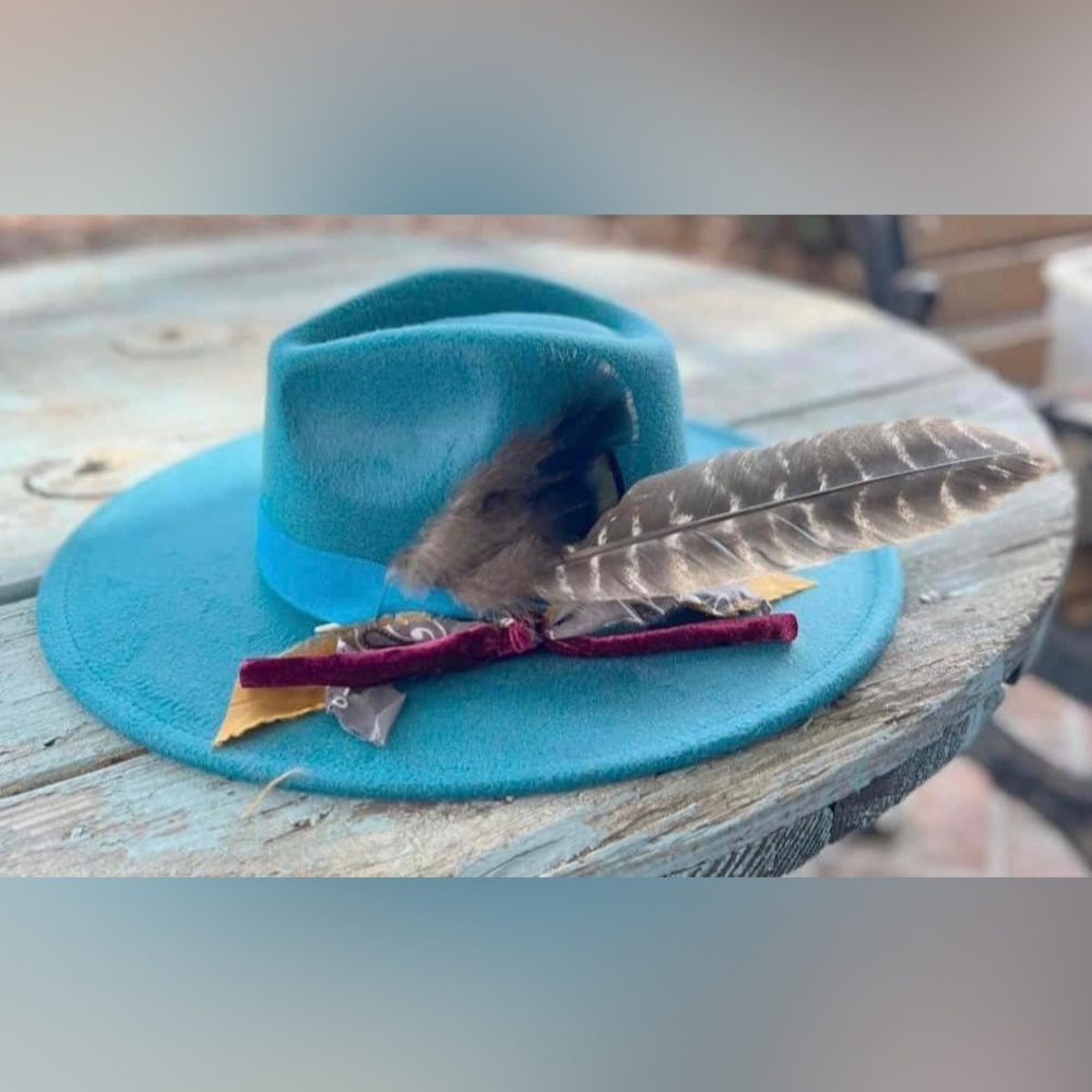 NWT boho Western hat teal